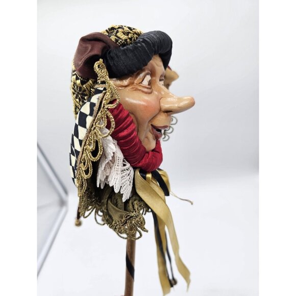 Katherine's Collection Mardi Gras Jester Doll Head On Stick Wand Wayne Kleski? - Picture 3 of 11